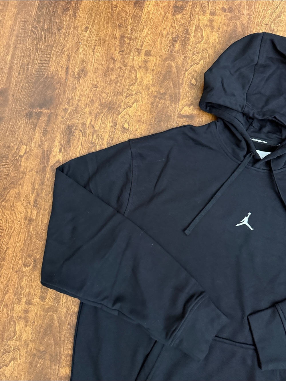 Jordan Sports Black Pullover Hoodie with White Jumpman - Picture 5 of 11